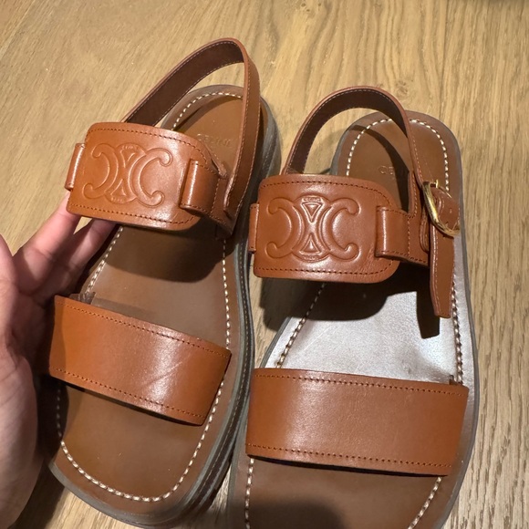 Celine Brown Leather Sandals - Picture 1 of 4
